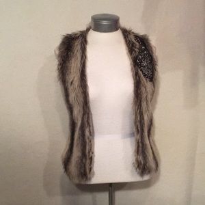NWOT Faux Fur Beaded & Embellished Vest